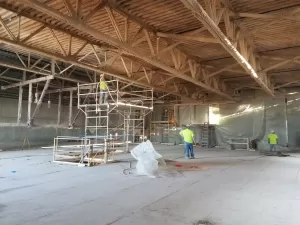 fireproofing through spray foam being applied